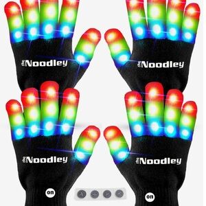 2 Pair LED Light Up Gloves - Black and White